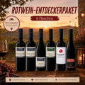 Rotwein-Entdeckerpaket mit sechs Flaschen im stimmungsvollen Weingarten-Ambiente